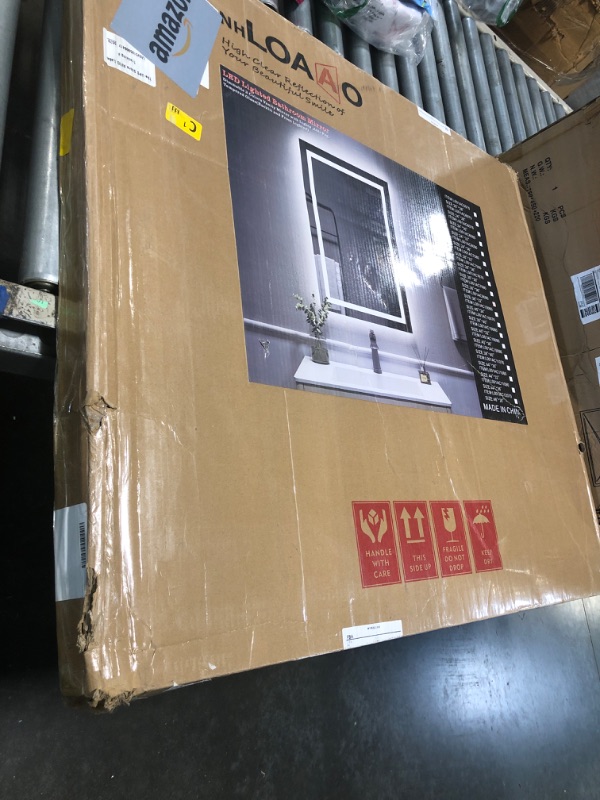 Photo 1 of ** SOLD AS IS NO REFUND/RETURN** SEE COMMENTS LOAAO 32"X36" LED Bathroom Mirror with Lights, Anti-Fog, Dimmable, Backlit + Front Lit, Lighted Bathroom Vanity Mirror for Wall, Memory Function, Tempered Glass, ETL Listed