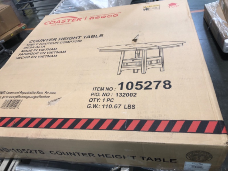 Photo 1 of *** JUST TABLE*** Coaster Home Furnishings - LAVON - Counter Height Dining Set - Oval Extendable Table with Storage  - Dining Room & Kitchen - Light Chestnut - 105278-S5