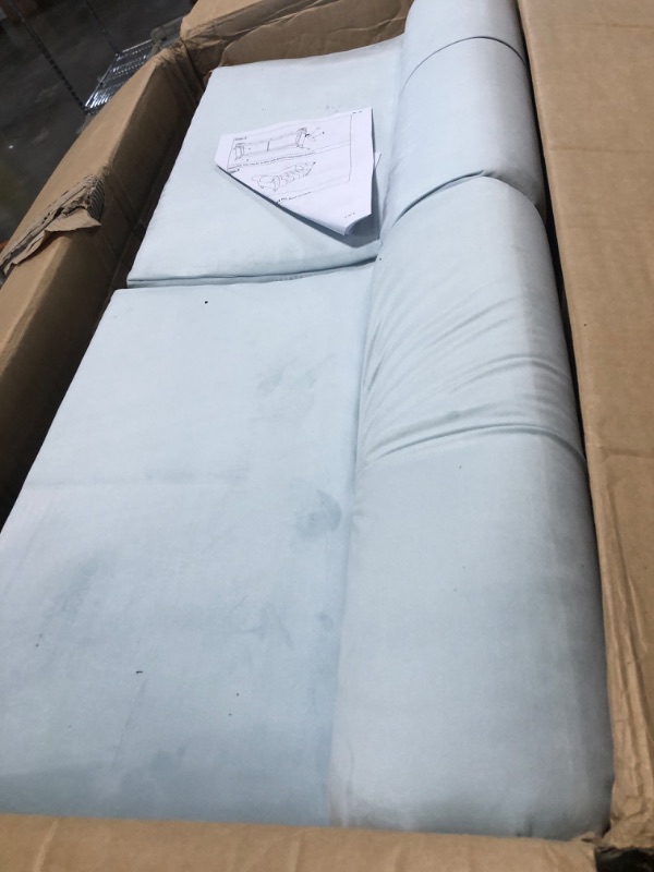 Photo 1 of ** MISSING PARTS**
Christopher Knight Home Ucal Velvet Upholstered End of Bed Ottoman, Wooden Living Room Ottoman Bench with Curved Arms, Long Entryway Bench with Button Tufting, Long Seating for Bedroom, Light Blue