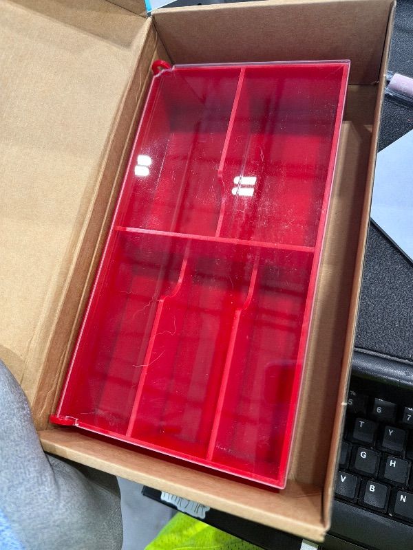 Photo 1 of **USED - MINOR DAMAGE**
Beautyflier Organizer Case for Band-Aid Flexible Fabric Bandages, Acrylic Holder for First Aid Bandage, Storage Box for Cotton Swab, Pills, Paper Clips, Flip Cover - Anti-Dust (Red#1)