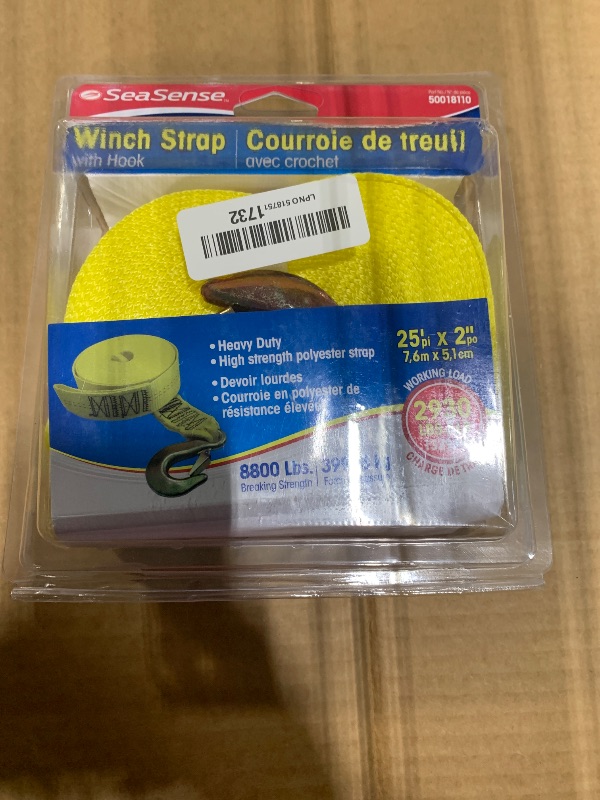 Photo 1 of *** YELLOW *** SeaSense 24? HEAVY-DUTY WINCH STRAP W/HOOK