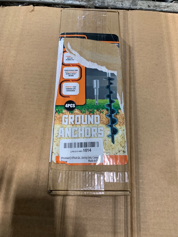 Photo 1 of [Premium] 4 Pack Ground Anchors with Power Nut Driver Drill Bit, Ground Anchors Screw in, Swing Set Anchors, Trampoline Anchors High Wind Heavy Duty for Camping Tents, Car Ports, Swing Sets, Canopies