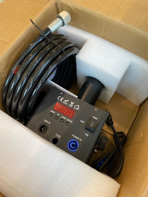 Photo 1 of **UNTESTED**
Digital CO2 Jet Machine 12LEDs RGB CO2 Fogger Smoke Cannon DMX512 Smoke Mister Machine Multi-angle Gas Column Fog Machine w/6m Hose, for DJ Concerts Parties Birthday Wedding
