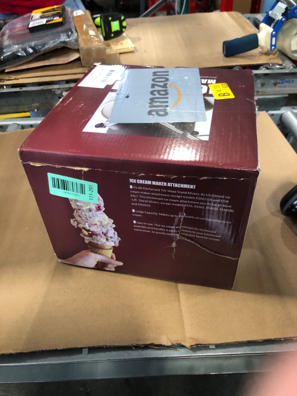 Photo 1 of ** SELLING FOR PARTS ** Ice Cream Maker Attachment for KitchenAid Stand Mixer, Compatible with 4.5/5QT & 6QT Stand Mixers, 2 Quart Frozen Kitchenaid Ice Cream Maker Attachment Ice Cream Bowl for Yogurt/Sorbet Gelato