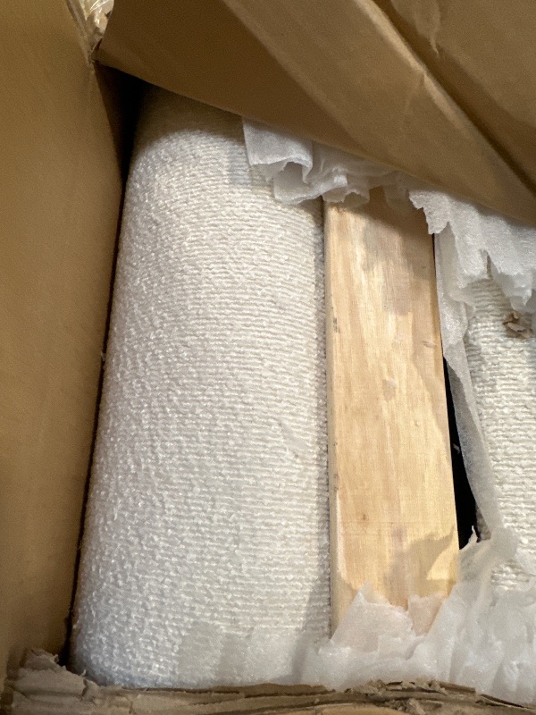 Photo 1 of **SOLD AS IS NO REFUND/RETURN** SEE COMMENTS!~
Christopher Knight Home Salden California King Size Bed Frame with Headboard, Boucle Upholstered California King Bed Frame and Headboard, Wooden Slat Support, No Box Spring Needed, White