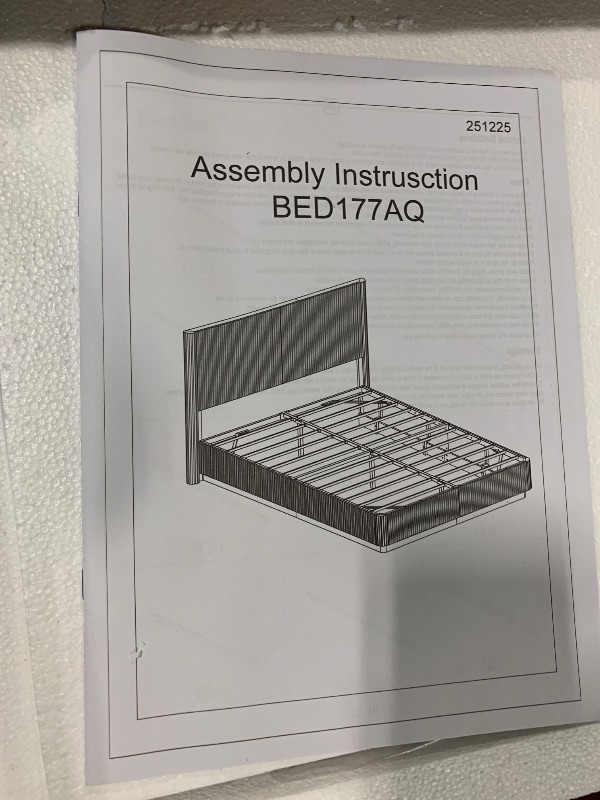 Photo 1 of **SIMILAR ITEM** **UNKNOWN SIZE** Bestier Bed Frame with Adjustable Headboard & LEDLighting, Corduroy Upholstered Platform Bed Frame withStorage Shelf, Solid Wood Slats, No Box Spring Needed,Never Squeak, Easy Assembly, Taupe