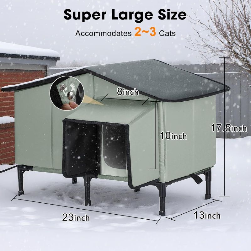 Photo 1 of 
Heated Cat House Outdoor Cat House Insulated Large Elevated Weatherproof Feral Cat Shelter with Heated Pad, All-Round Insulated Cotton and Aluminum Foil Cat..