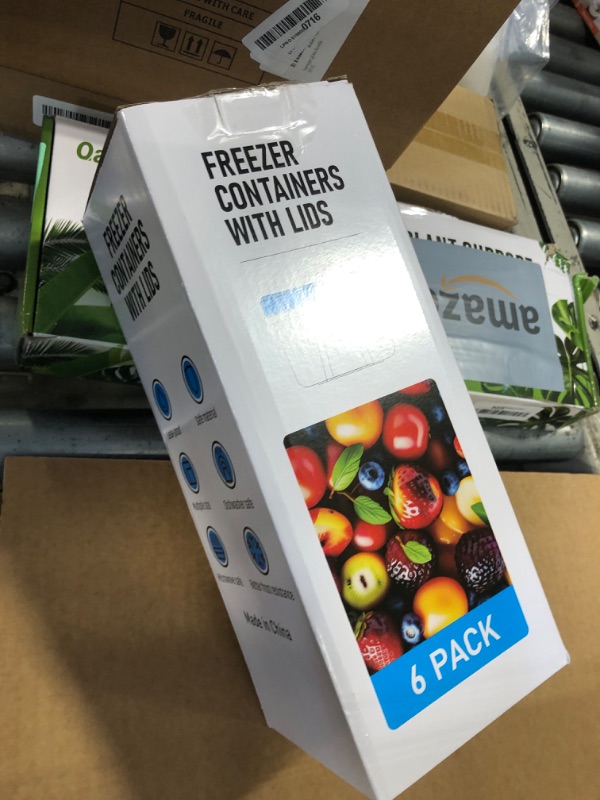 Photo 1 of [32 oz 6 Pack] Food Storage Freezer Containers Clear bottom With blue Twist Top Lids Reusable, Plastic Airtight Meal Prep Containers BPA Free | Stackable | Leakproof | Microwave/Dishwasher Safe