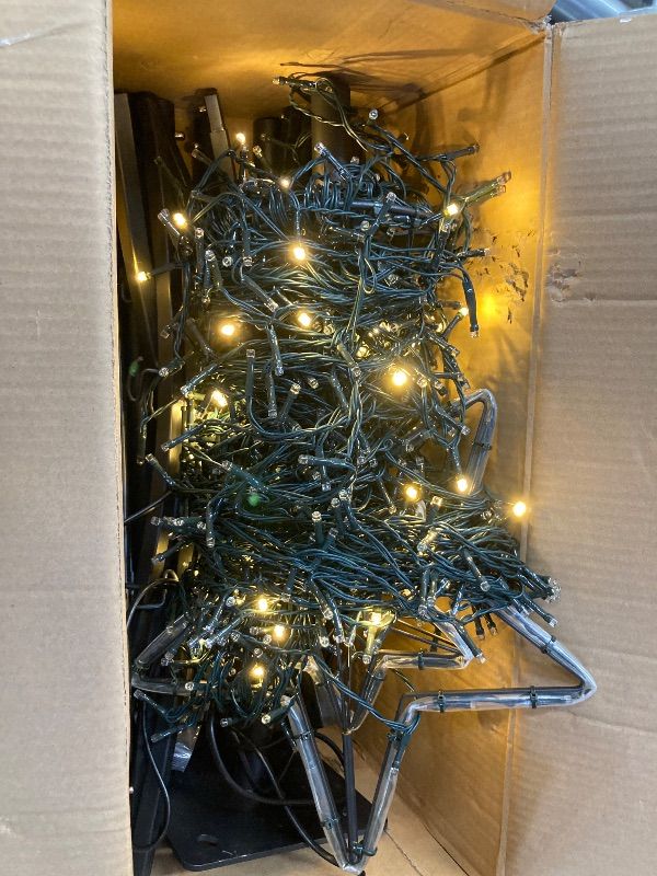 Photo 1 of **NOT ALL LIGHT WORK/PARTS ONLY***Outdoor Lighting Christmas Tree Lights 12Ft Cone Tall Star Topped Artificial Christmas Trees Arbol de Navidad Outside Decor for Xmas New Year Holiday WarmWhite/White