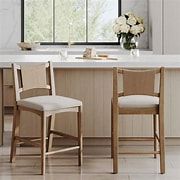 Photo 1 of 1 CHAIR ONLY ---------Nathan James Elodia Boho Counter Height Bar Stool with Back, Woven Seagrass Backrest and Solid Wood Frame, Light Brown