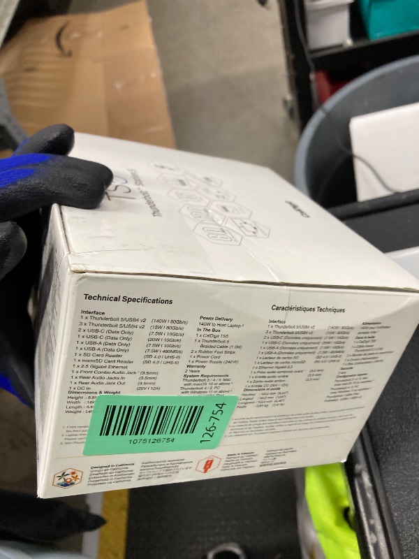 Photo 1 of ***THIS IS A TS3 IN THE BOX FOR A TS5***
CalDigit TS5 Thunderbolt 5 Dock - 15 Port, 140W Charging, 80Gb/s TBT 5 x 4, USB-C 10Gb x 3, USB-A x2, 2.5Gb Ethernet, Dual 8K@60Hz Displays, SD & microSD UHS-II, 1m Braided Cable, Space Gray 240W PSU