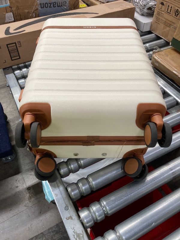 Photo 1 of ***ZIPPER COMING APART***UKEIN Luggage Sets 3 Piece, Carry On Luggage 20In With Spinner Wheels,PC Hardside Suitcase Set with TSA Lock,Durable Carry On Suitcase With Travel Backpack for Men (Beige, 3 piece set (20inch))***ZIPPER COMING APART***