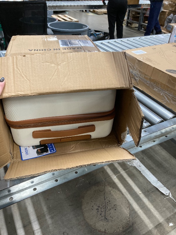 Photo 1 of ***ZIPPER COMING APART***UKEIN Luggage Sets 3 Piece, Carry On Luggage 20In With Spinner Wheels,PC Hardside Suitcase Set with TSA Lock,Durable Carry On Suitcase With Travel Backpack for Men (Beige, 3 piece set (20inch))***ZIPPER COMING APART***