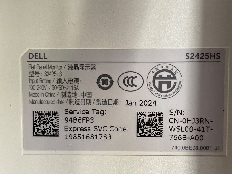 Photo 1 of ***BROKEN*NON RETURNABLE*NON REFUNADABLE*NO EXCEPTIONS***
Dell S2425HS Monitor - 23.8 Inch, FHD (1920x1080) Display, 100Hz Refresh Rate 1500:1 Contrast Ratio, TÜV Rheinland Eye Comfort 4 Star, Integrated 2x5W Speaker, Height/Tilt/Swivel/Pivot - Ash White*