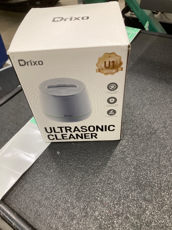 Photo 1 of ***Missing power cord***Drixo Ultrasonic Retainer Cleaner Machine, FSA - HSA eligibl, IPX6 Waterproof Dental Cleaning Pod, 3 Modes Denture Cleaner for Night Guard Mouth Guard Braces, 45kHz Cleaner with UV Light, Arctic White***Missing power cord***