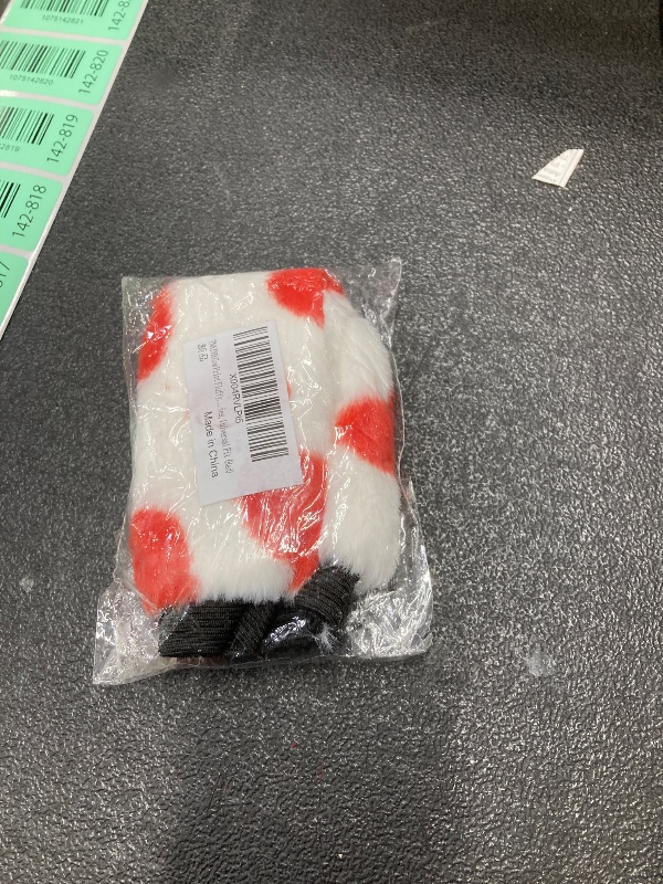 Photo 1 of **ITEM IS RED AND WHITE***TNAIYH Cow Print Fluffy Car Handbrake Shift Knob Cover, Heart Pattern Cute Warm Vehicle Console Gear Shifter Handbrake Protector, Auto Interior Decoration Accessories, Universal Fit (Red)
