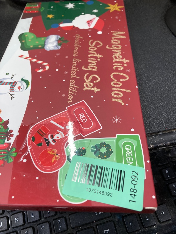 Photo 1 of 10 Pcs Christmas Toys Magnetic Color Sorting Set, Educational Xmas Stocking Whiteboard Fridge Magnets, Colors Matching Games Sensory Toys for Toddlers Kids Preschool Learning Activities