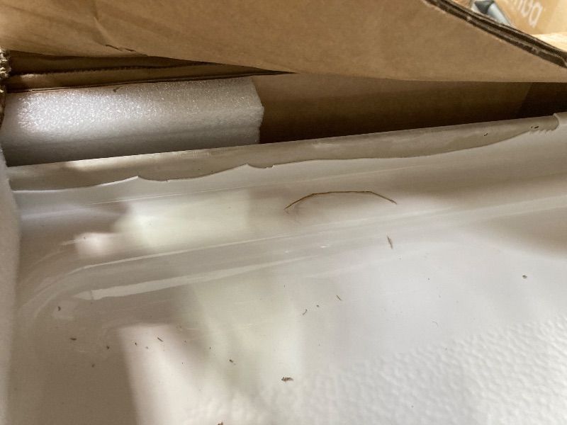 Photo 1 of **CHIPS AND CRACKS ON SIDE***DreamLine SlimLine 32 in. D x 32 in. W x 2 3/4 in. H Corner Drain Double Threshold Shower Base in White, DLT-1032320