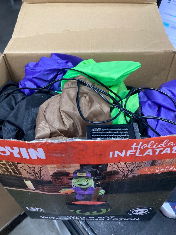 Photo 1 of ***MISSING POWER CORD***JOYIN 6 FT Halloween Witch Inflatables Outdoor Decorations and Cauldron with Bubbling Potion and Light Inflatable Decoration Giant Blow Up Yard Halloween Decorations for Outdor Yard Lawn Party Decor***MISSING POWER CORD***