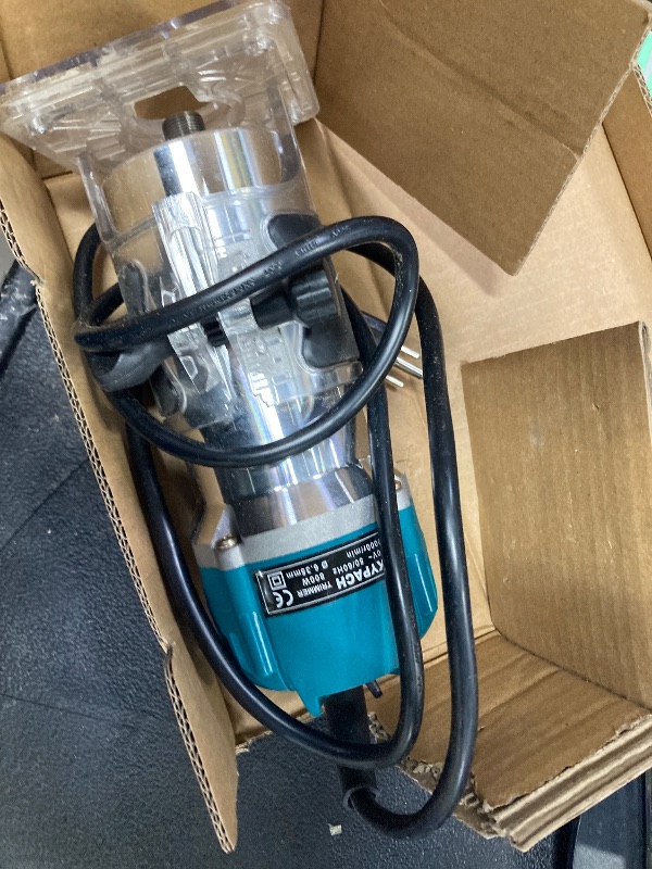 Photo 1 of ***Missing connector for attachments***Wood Router,Router Tool Wood Trimmer Router Electric Hand Trimmer Laminate Milling Engraving Hand Machine Joiner Tool Electric for Slotting Trimming Carving 110V 800W 30000R/MIN(Blue)***Missing connector for attachme