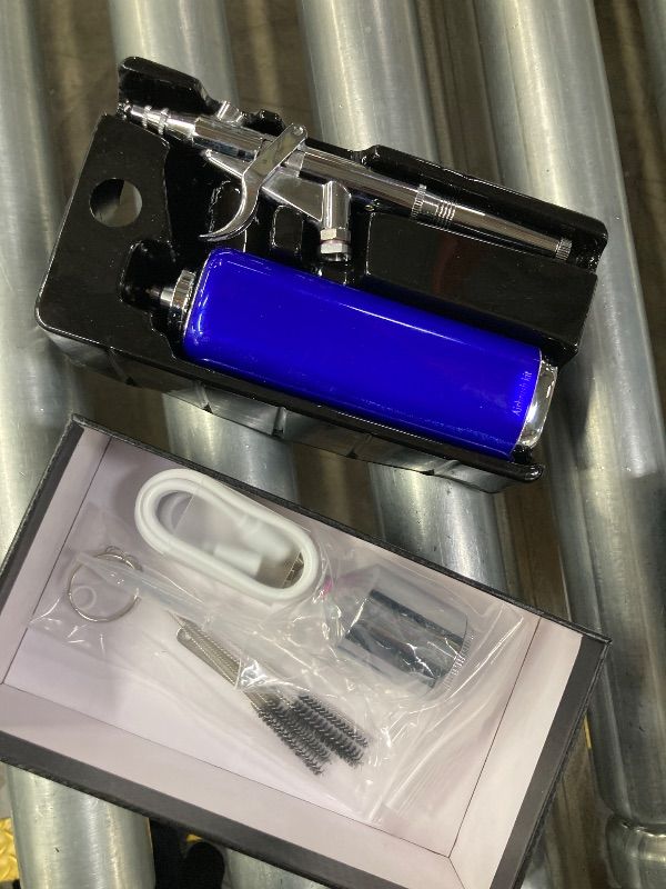Photo 1 of **PARTS ONLY***Airbrush Kit with Compressor, Cordless Trigger Type Air Brush Painting Set, Mini Handheld Airbrush Gun, Portable Rechargeable Set for Nails, Model, Cake Decor, Makeup (Blue)