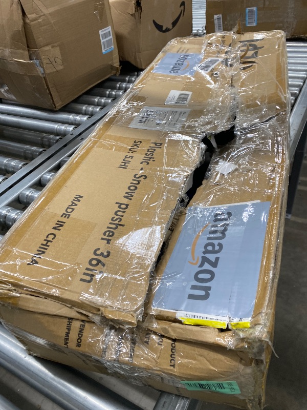 Photo 1 of ***MISSING HANDLE POLES -SELLING AS PARTS ONLY*** Idzo Efficient Snow Pusher, Snow Plow Shovel with 37-Inch Reversible and Bi-Directional Angled Blade, Snow Shovel with Wheels & Convenient 90 Degree Handle for Driveways, Sidewalks, Ice Hockey Rinks