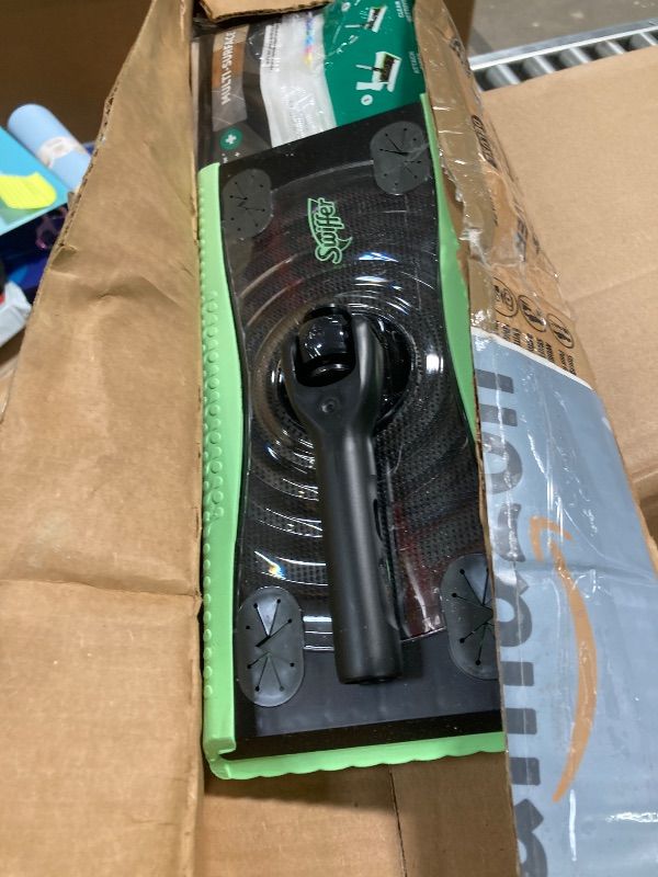 Photo 1 of ***OPEN BOX*** Swiffer Sweep & Mop Deluxe 2-in-1 Multi-Surface Kit for Floor Cleaning, Includes 1 Sweeper Device, 5 Dry Sweeping + 6 Wet Mopping Heavy Duty Cloths, Black