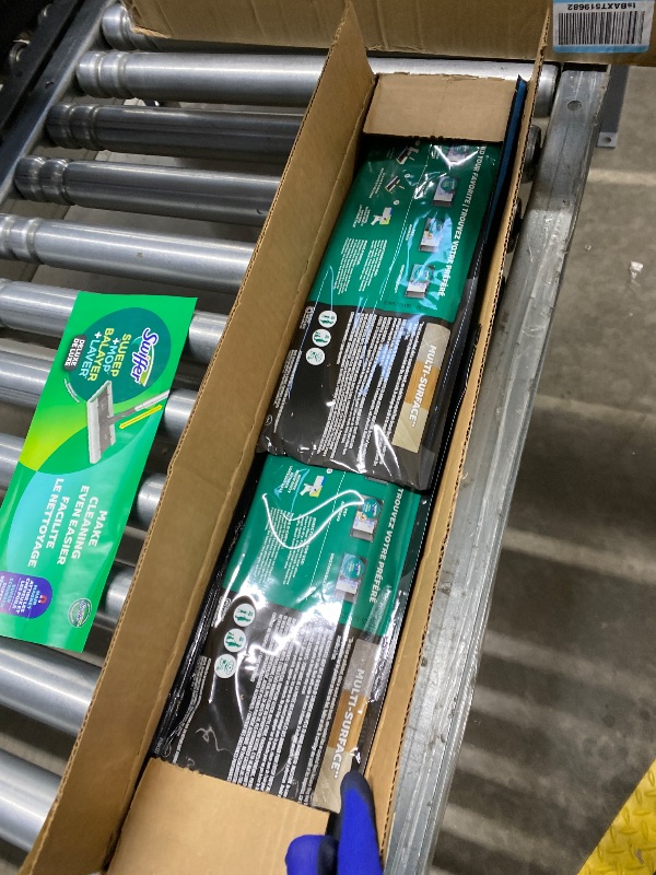 Photo 1 of ***OPEN BOX*** Swiffer Sweep & Mop Deluxe 2-in-1 Multi-Surface Kit for Floor Cleaning, Includes 1 Sweeper Device, 5 Dry Sweeping + 6 Wet Mopping Heavy Duty Cloths, Black