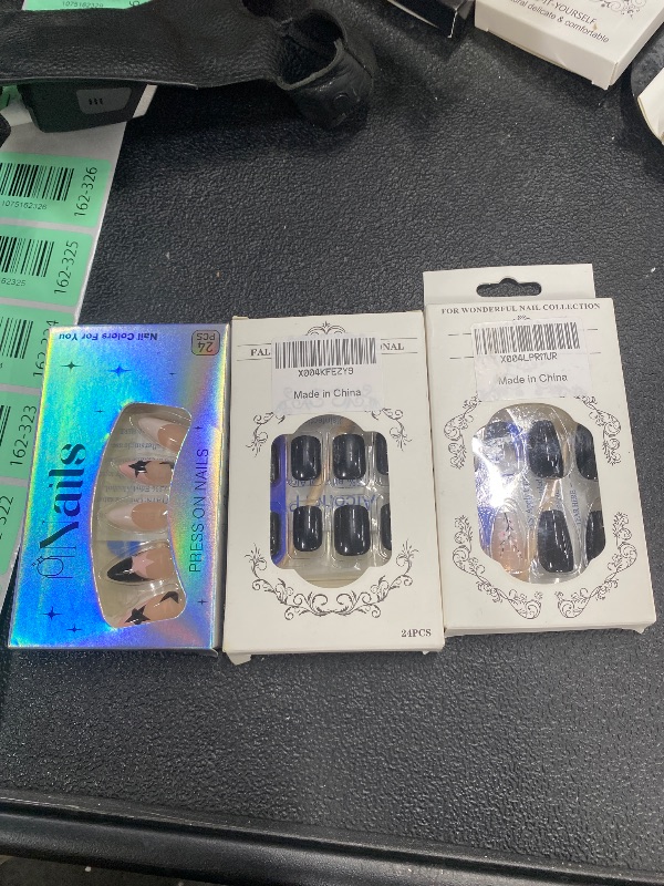 Photo 1 of **3 PACKS OF DIFFERENT NAILS**YIHONGYAN Press on Nails Short Oval Almond Spring Pink Fake Nails Press ons White French Nail Tips Artificial Acrylic Nail Art Manicure Kit Full Cover False Nails Stick on Nails for Women 24Pcs