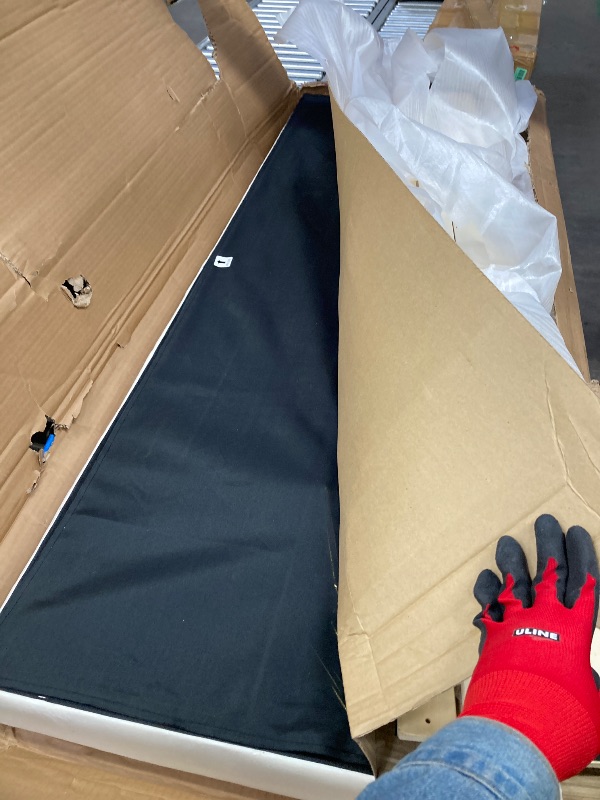 Photo 1 of **Missing Boxes only to use for parts***Novilla Full Size Bed Frame with Adjustable Headboard Platform Full Bed Frame with Linen Fabric Upholstered Headboard, No Box Spring Needed, Noise-Free, Wooden Slats Support, Easy Assembly, Beige