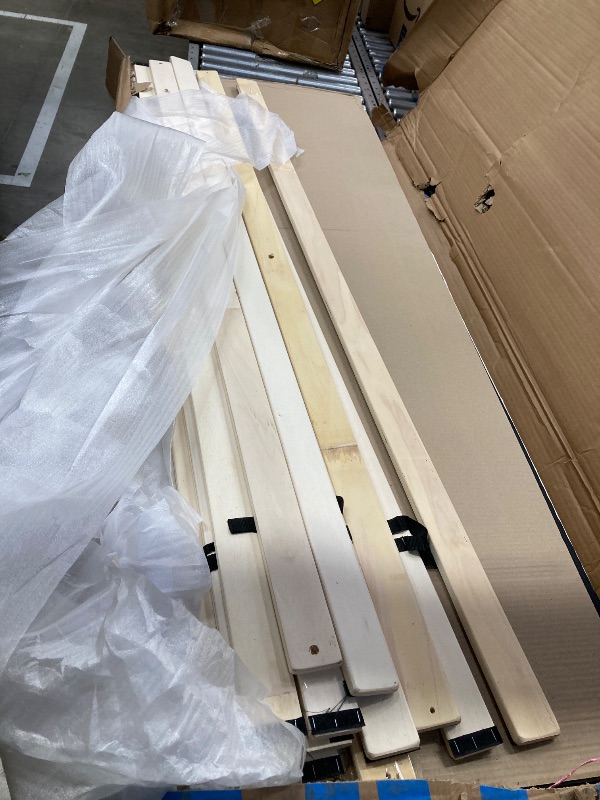Photo 1 of **Missing Boxes only to use for parts***Novilla Full Size Bed Frame with Adjustable Headboard Platform Full Bed Frame with Linen Fabric Upholstered Headboard, No Box Spring Needed, Noise-Free, Wooden Slats Support, Easy Assembly, Beige