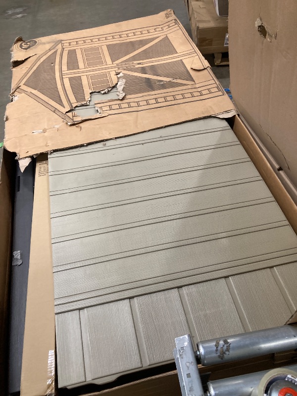 Photo 1 of **PARTIAL SET/BOX 1 OF 2 ONLY***Rubbermaid Resin Outdoor Storage Shed With Floor (7 x 10.5 Ft) Weather Resistant, Brown Gable, Organization for Home/Backyard/Garden Tools/Lawn Mower/Bike Storage/Pool Supplies
