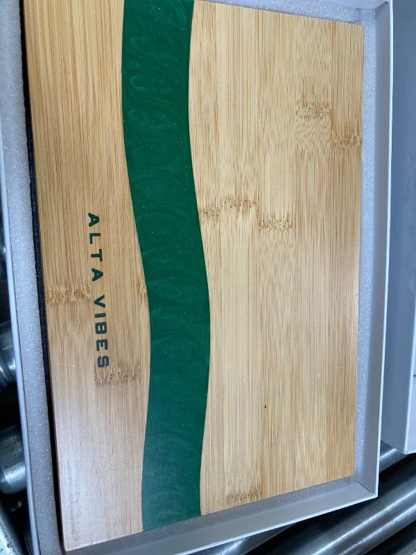 Photo 1 of **BOX IS LOCKED/NO CODE***ALTA VIBES Premium Large Bamboo Storage Box - With Lock, Smell Proof Jars, Tray, Decorative Wooden Organizer, 4 Smell Proof Glass Jars & Accessories (Green)