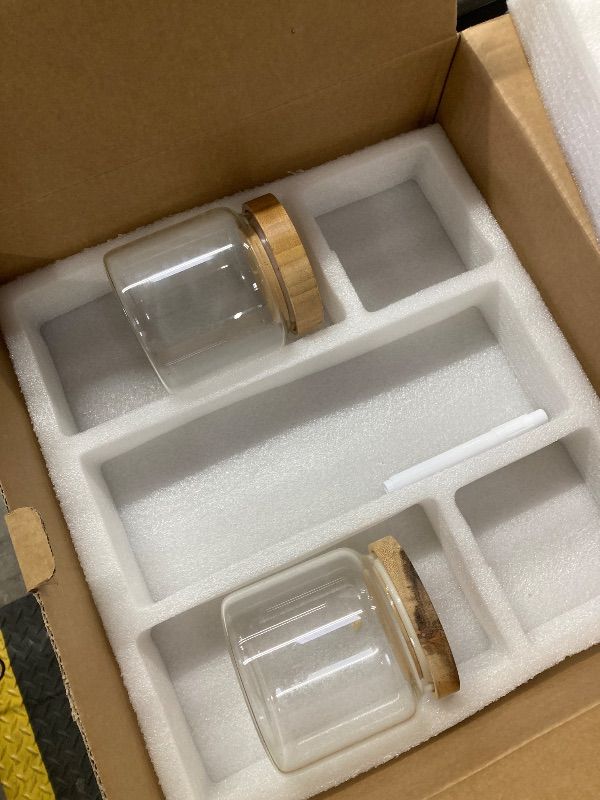 Photo 1 of ***2 pcs Set -MISSING PIECES -SELLING AS IS*** AISIPRIN Airtight Glass Jar with Lid, Glass Storage Containers with Screw On Bamboo Lids, for Cookie, Cereal Storage Containers, 2 Pcs  27oz Canisters Sets for the Kitchen
