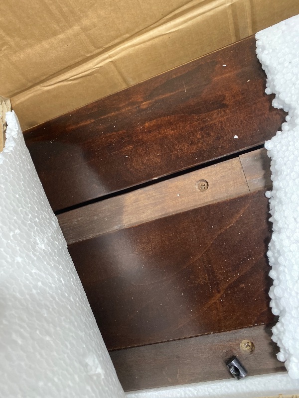 Photo 1 of ***BOX 2 OF 2 -MISSING BOX #1 -SELLING AS INCOMPLETE PARTS ONLY*** Merax L-Shaped Platform Bed with Trundle, Drawers and Built-in Desk, Wood Bed for Teens, L Shaped Twin Bed, Espresso