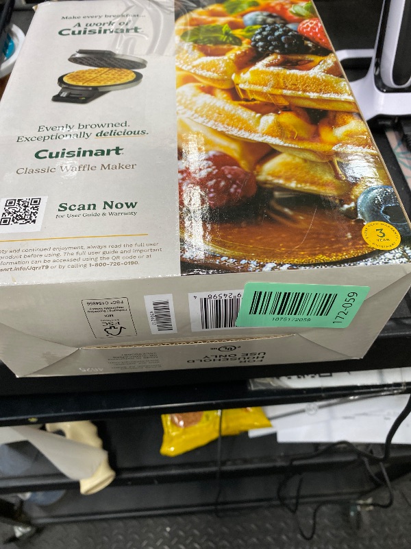 Photo 1 of ***BROKEN HANDLE***Cuisinart Waffle Maker, 1250W Round Classic Waffle Iron, 5-Setting Adjustable Browning Control, WMR-CANAS, Brushed Stainless***BROKEN HANDLE***