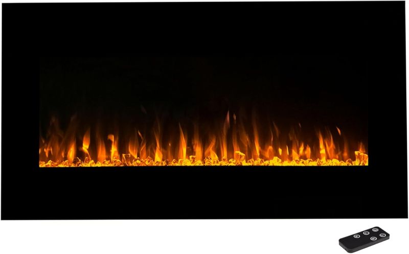 Photo 1 of **BOX 2 OF 2 ONLY/INCLUDES FIREPLACE***Northwest Wall Mounted Electric Fireplace Heater - Adjustable LED Flames 36 Inch Wall Mounted Fireplace Heater with Remote Control Timer, Heat, and Brightness (Black)