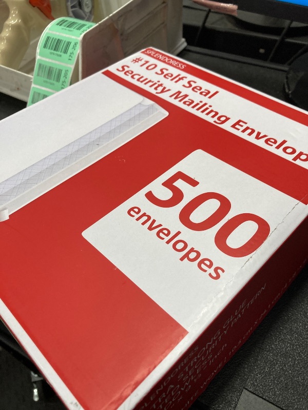 Photo 1 of #10 Envelopes Letter Size Self Seal | 500 Business Mailing Security Peel and Sealing Envelope | 100% Tinted | no 10 White Windowless Legal Regular Plain Envelops Pack | 4-1/8 x 9-1/2 Inches | 24 LB