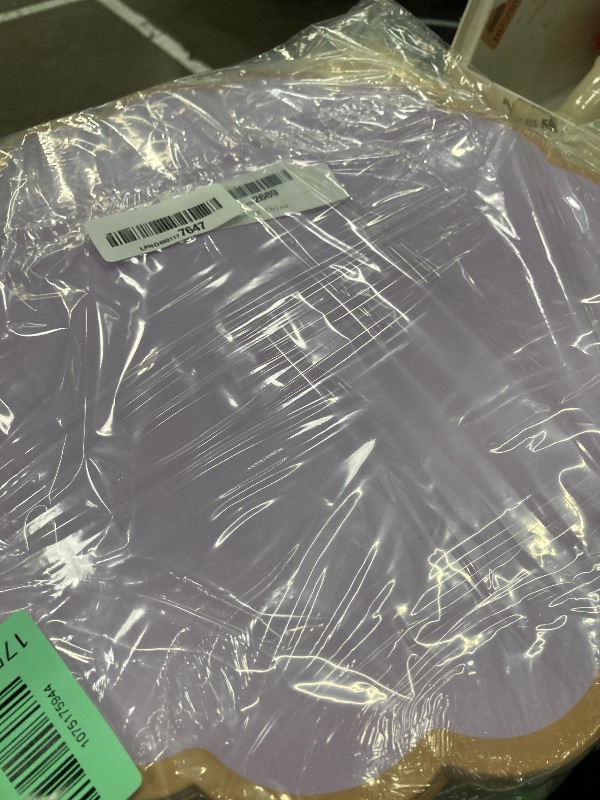 Photo 1 of 100 Pcs Purple Paper Placemats 13.5 Inch Disposable Scalloped Colorful Pastel Round Table Place Mats with Gold Edges, Decorative Colors Mats for Birthday Wedding Bridal Shower Banquet Tea Party