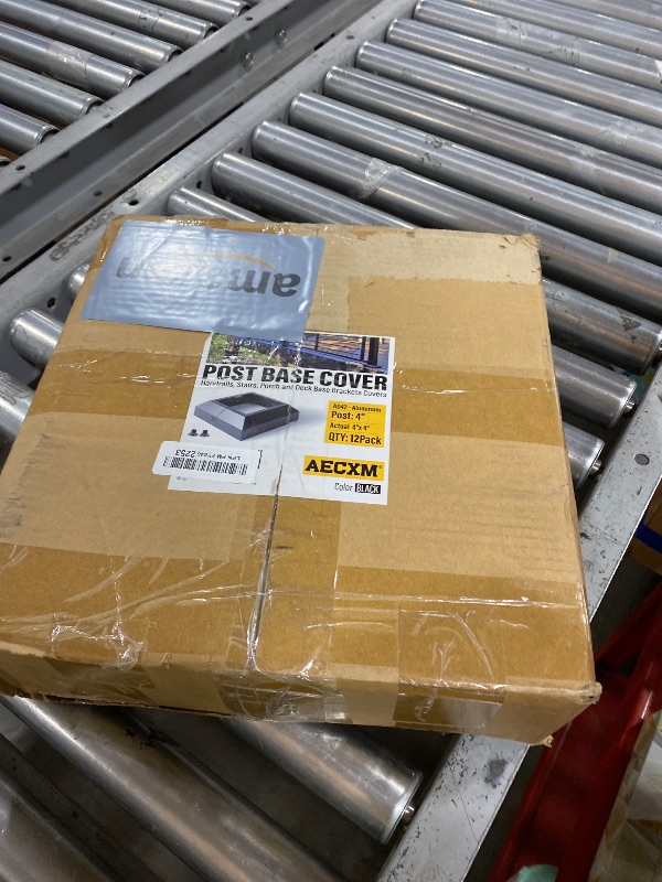 Photo 1 of AECXM 12Pack 4"x4" Aluminum Deck Post Base Cover, Split Post Cover Skirts for Deck Railings?Stairs?Porches Black