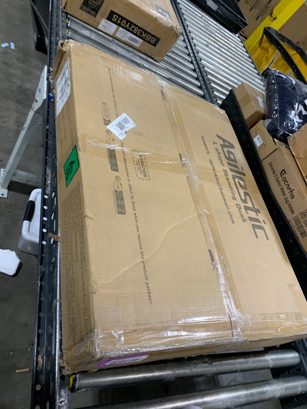 Photo 1 of Agilestic 63 x 55 Inch L Shaped Standing Desk Adjustable Height, Corner Standing Desk, Sit Stand Up Computer Table, Splice Board, White