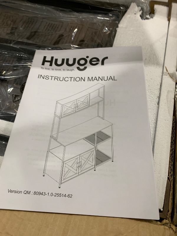 Photo 1 of Huuger Large Bakers Rack With Power Outlet 45 Inch Wooden Top
