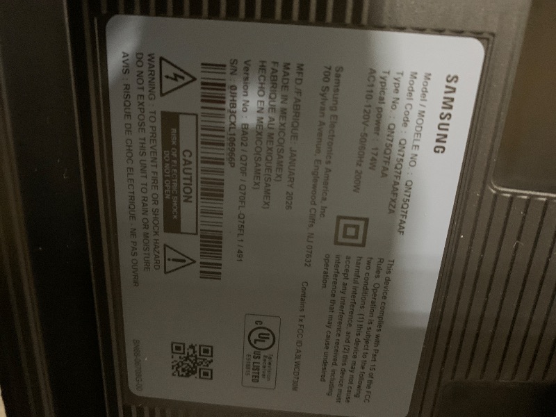 Photo 1 of Samsung 75-Inch Class QLED Q7F Series Samsung Vision AI Smart TV (2025 Model, 75Q7F) Quantum HDR, Object Tracking Sound Lite, Q4 AI Gen1 Processor, 4K upscaling, Gaming Hub, Alexa Built-in