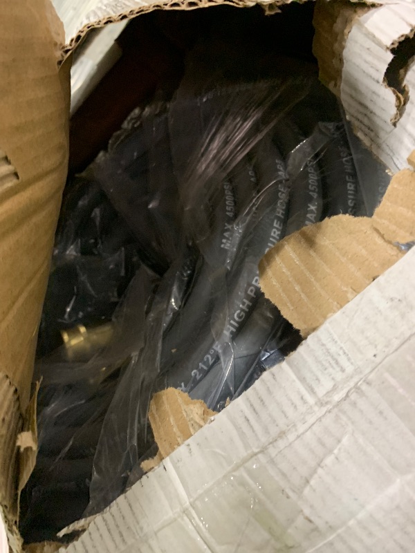 Photo 1 of KARHDIR Pressure Washer Hose 150FT 3/8" for Cold and Hot Water 212°F, with Swivel Quick Connect, 4500PSI Kink Resistant Grade Steel Wire Braided, Power Washer Hose With 2pcs M22-14mm Adapter