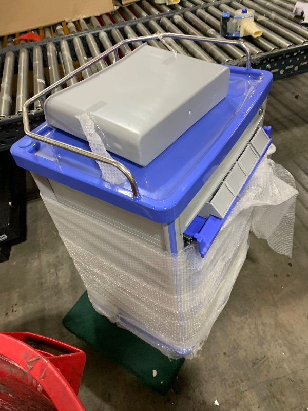 Photo 1 of Medication Bins Cart with 200 Bins and Drawer - Dual-Sided Open, 50 Medicine Boxes, Silent Casters, Movable Container, 2 Trash Bin-Medical Crash Cart for Clinic, Hospital and Lab, Factory