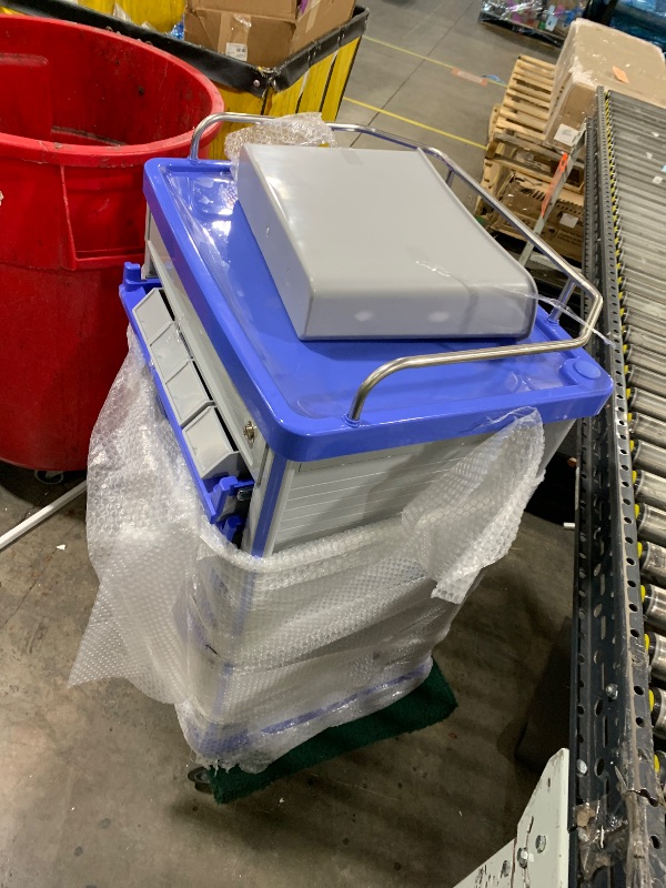 Photo 1 of Medication Bins Cart with 200 Bins and Drawer - Dual-Sided Open, 50 Medicine Boxes, Silent Casters, Movable Container, 2 Trash Bin-Medical Crash Cart for Clinic, Hospital and Lab, Factory