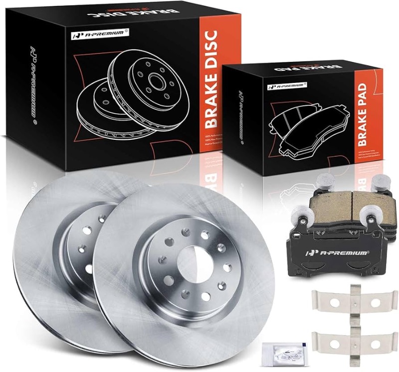 Photo 1 of A-Premium 13.58 inch (345 mm) Front Vented Disc Brake Rotors + Ceramic Pads Kit Compatible with Select Chevrolet and Cadillac Models - Camaro 2016-2019/2022, CTS 2014-2019, CT6 2016-2020, 6-PC Set