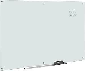 Photo 1 of Amazon Basics Magnetic White Dry Erase Glass Whiteboard, Frameless, Infinity, 6' x 4'
