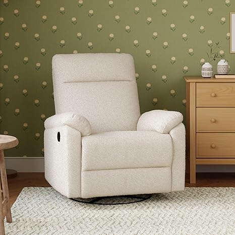 Photo 1 of Davinci Suzy Glider Recliner Nursery Chair - Glider Rocking Chair for Nursery and Living Room - GREENGUARD Gold, FSC & Certi-PUR US Certified - 360° Swivel Rocker Recliner Chair (Cozy Cream Boucle)
