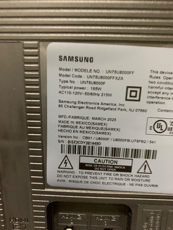 Photo 1 of Samsung 75-Inch Class Crystal UHD U8000F 4K Smart TV (2025 Model) Endless Free Content, Processor, MetalStream Design, Knox Security, Alexa Built-in